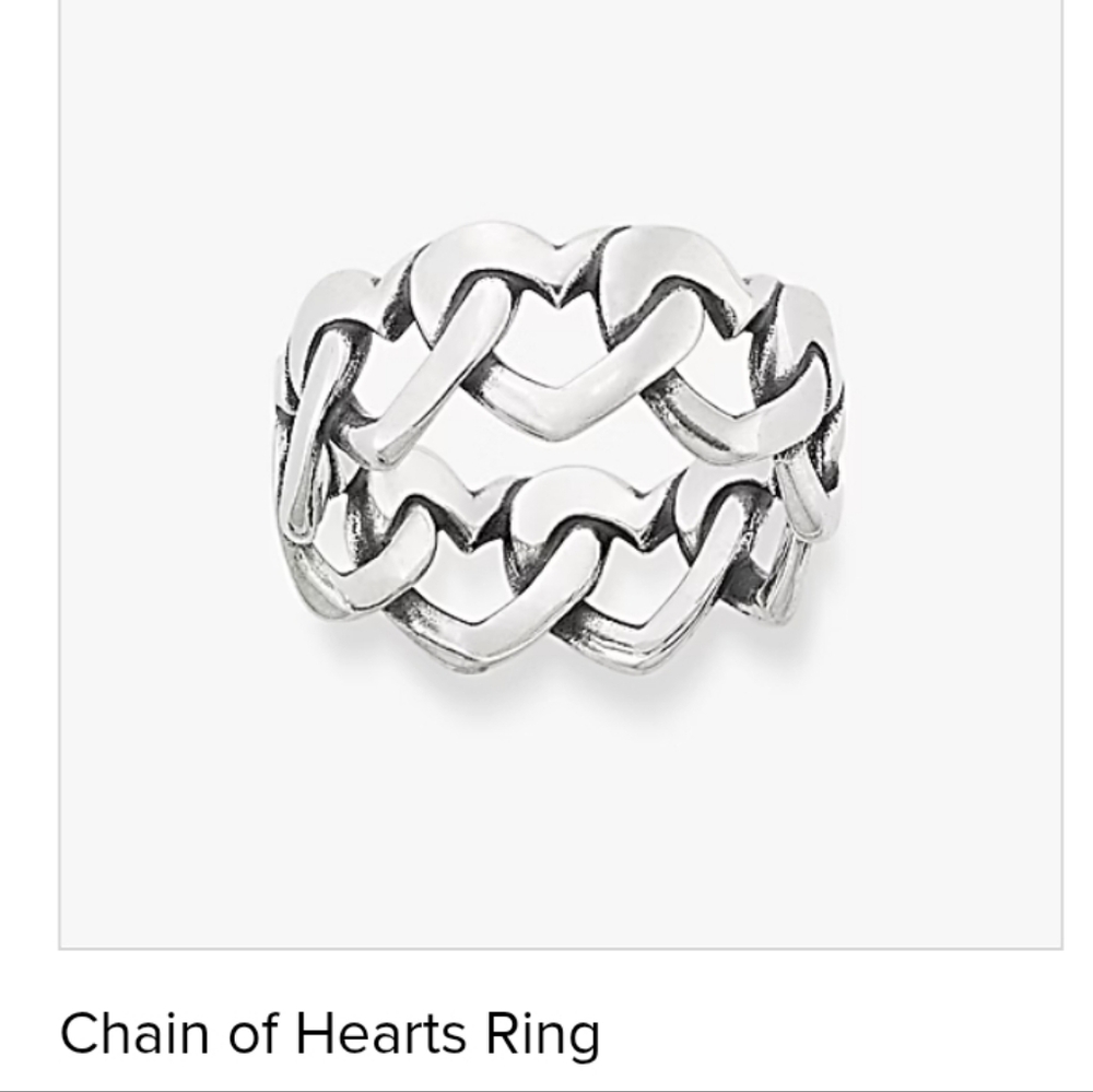 James Avery Silver Chain of Hearts Ring